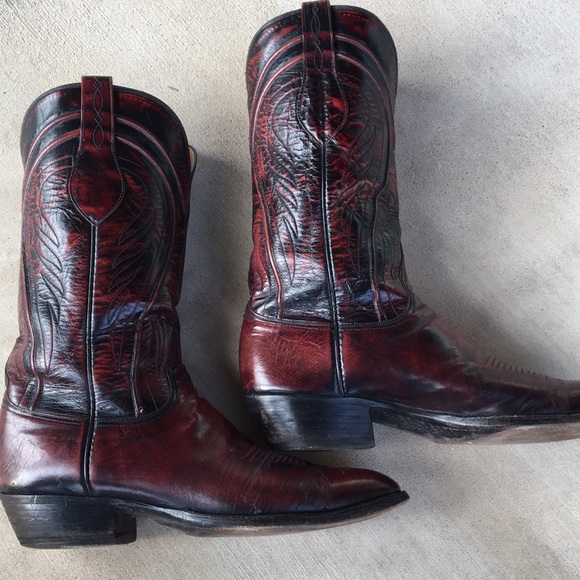 Lucchese Other - Lucchese Black Cherry leather Cowboy Boots 🔥